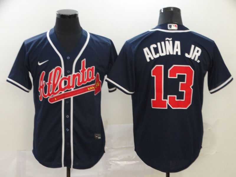Men Atlanta Braves #13 Acuna jr Blue Nike Game MLB Jerseys